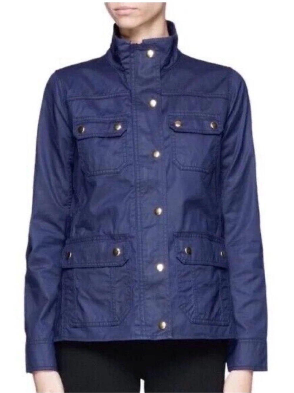 J.Crew Navy Waxed Cotton Field Jacket XS Utility Barn Barbour Style